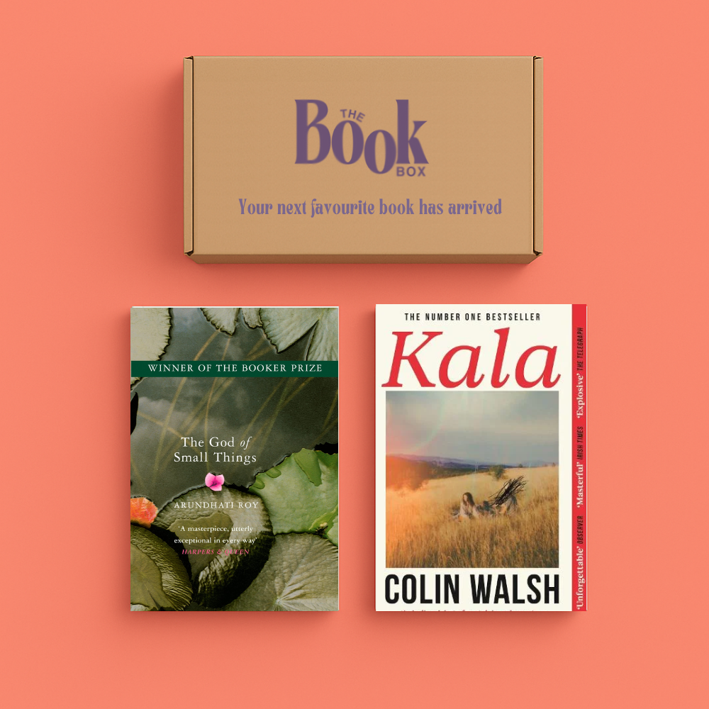 Contemporary fiction book subscription box, revealing brand-new novels with coral-themed packaging