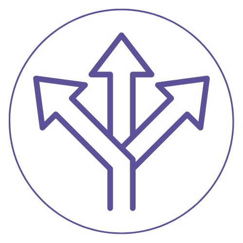 Arrows leading in three directions to symbolise the three book subscription boxes we offer.