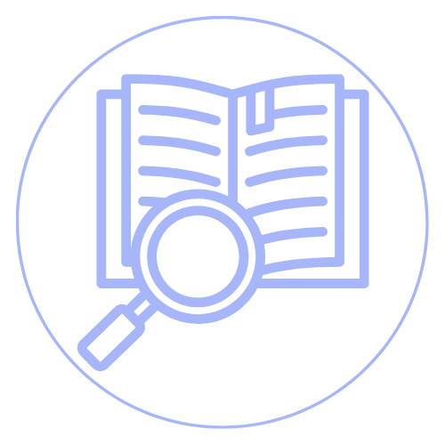 Magnifying glass over book. We do our research to make the perfect Book Box for you.